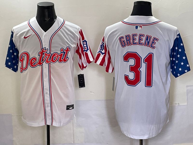 Men Detroit Tigers #31 Greene White National Flags 2025 Nike MLB Jersey style 3
